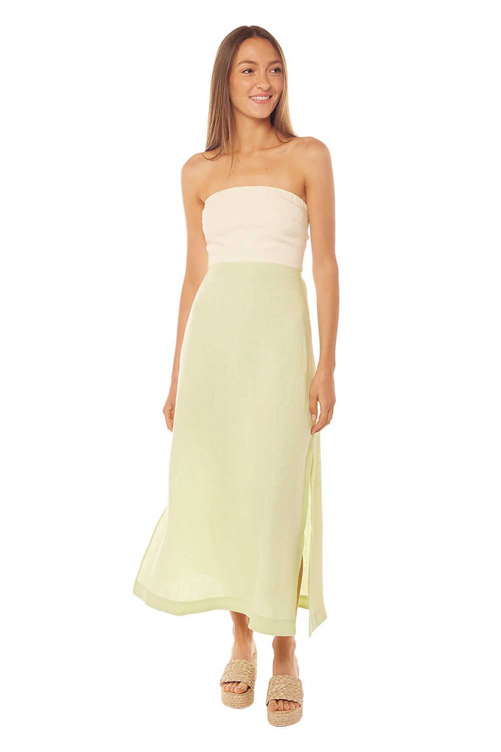 Penelope Dress - Neon Lime Linen