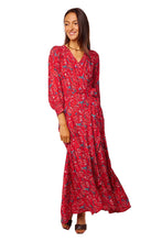 Load image into Gallery viewer, Kate Long Sleeve Dress - Silk Watercolor Print Vermillion
