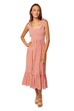 Load image into Gallery viewer, Bow Tie Midi Dress - Terracotta Gingham
