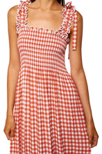 Load image into Gallery viewer, Bow Tie Midi Dress - Terracotta Gingham
