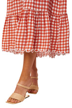 Load image into Gallery viewer, Bow Tie Midi Dress - Terracotta Gingham
