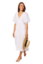 Load image into Gallery viewer, V-Neck Puff Sleeve Maxi Dress - Blanc
