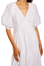 Load image into Gallery viewer, V-Neck Puff Sleeve Maxi Dress - Blanc
