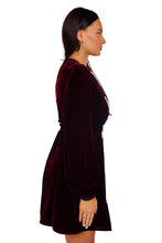 Load image into Gallery viewer, Camille Bows Mini Dress - Burgundy/ Pearl Bows
