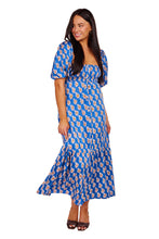 Load image into Gallery viewer, Santiago Maxi Dress - Blue Paisley Flower Satin
