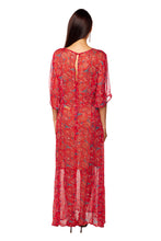 Load image into Gallery viewer, Lily Dress - Chiffon Watercolor Print Vermillion
