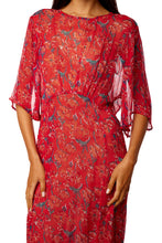 Load image into Gallery viewer, Lily Dress - Chiffon Watercolor Print Vermillion
