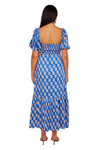 Load image into Gallery viewer, Santiago Maxi Dress - Blue Paisley Flower Satin
