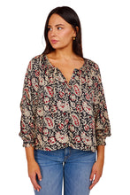 Load image into Gallery viewer, Lucy 2 Blouse - Paisley Black + Clay Satin
