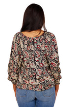 Load image into Gallery viewer, Lucy 2 Blouse - Paisley Black + Clay Satin

