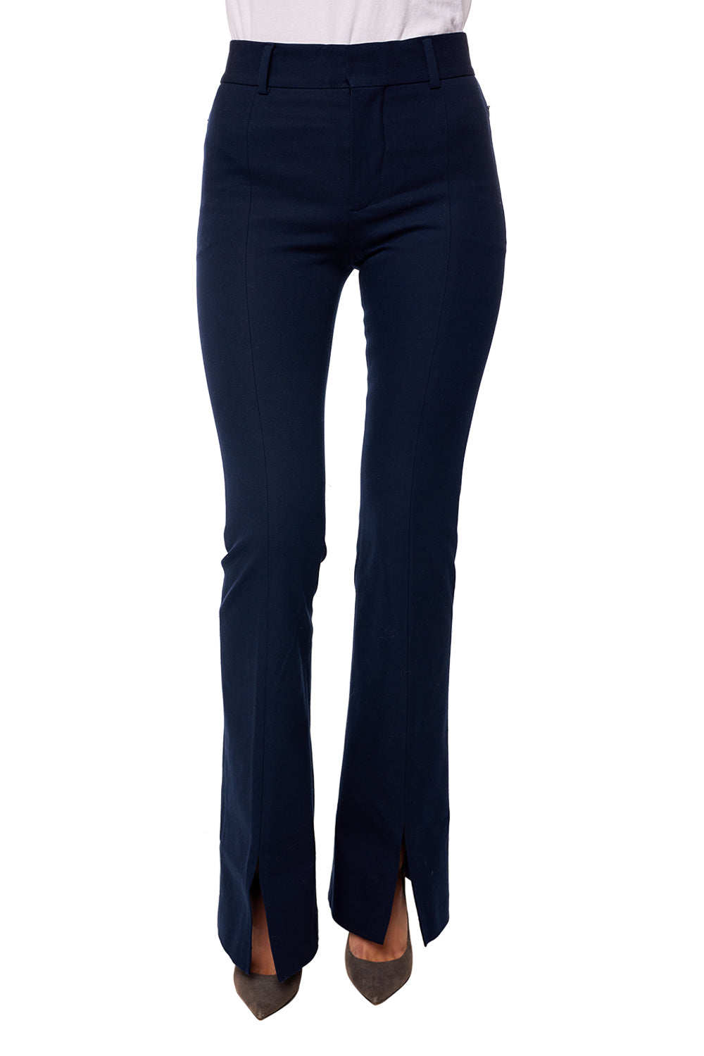 Le High Flare Split Front Trouser - Navy