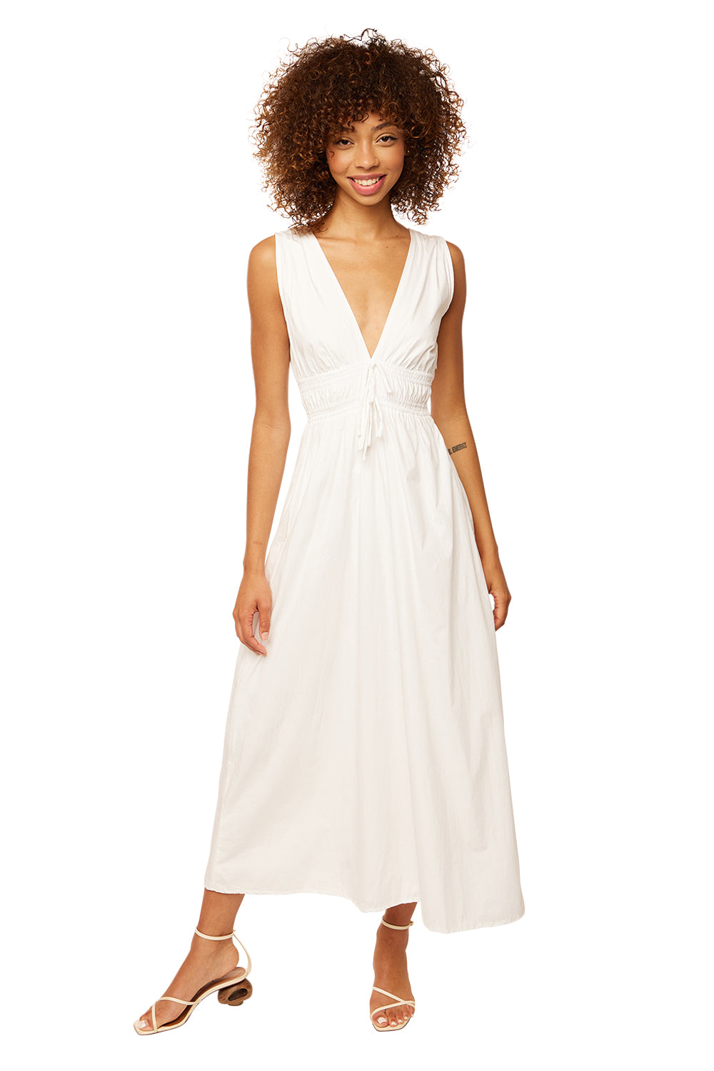 Les Lalanne Midi Dress - White Cotton Poplin