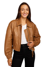 Load image into Gallery viewer, Elle Leather Bomber - Camel
