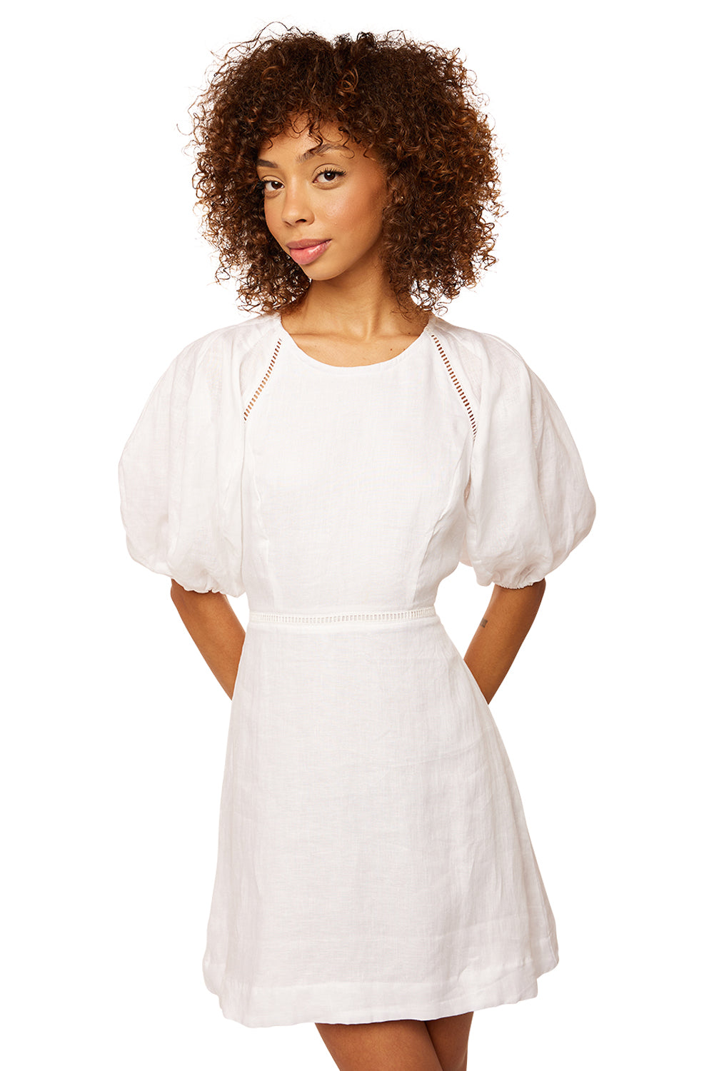 Mai Mini Dress - White Linen