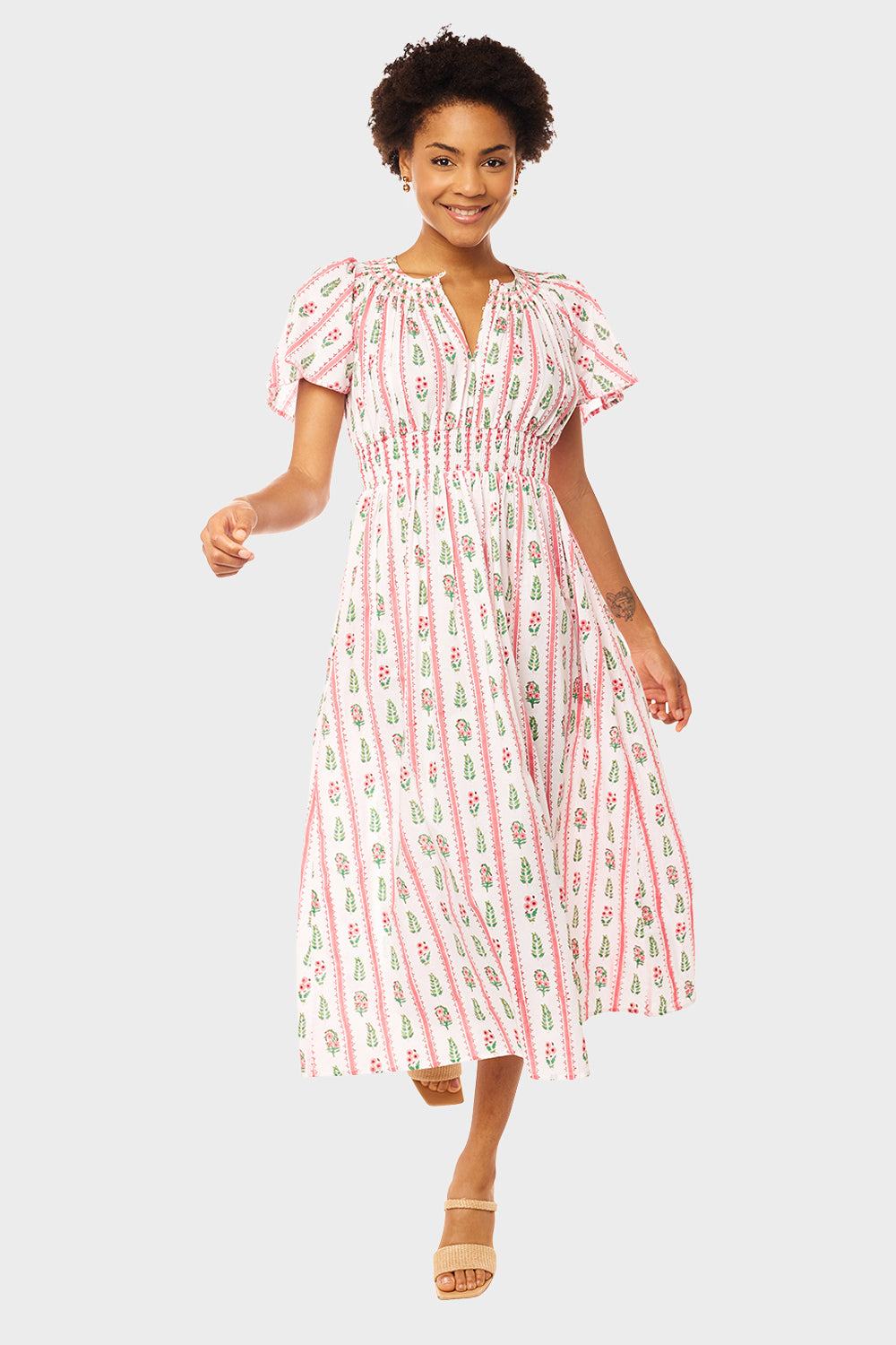 Tamsin Dress - Pink City Stripe