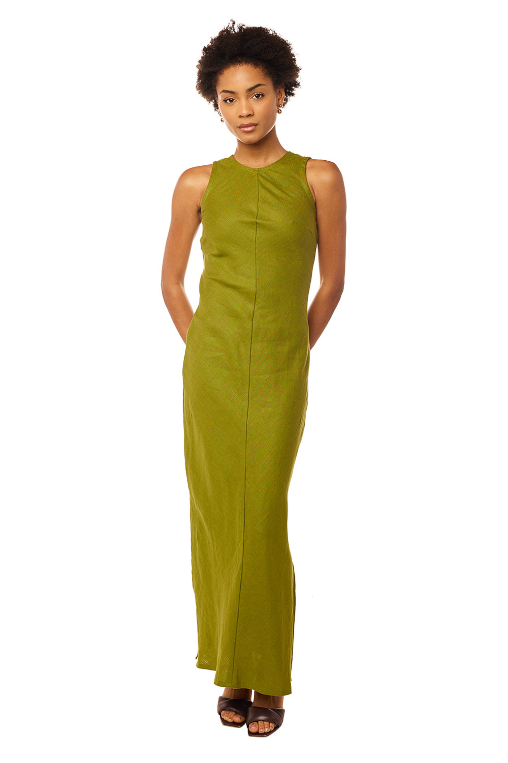 Valenza Maxi Dress - Palm Green Linen