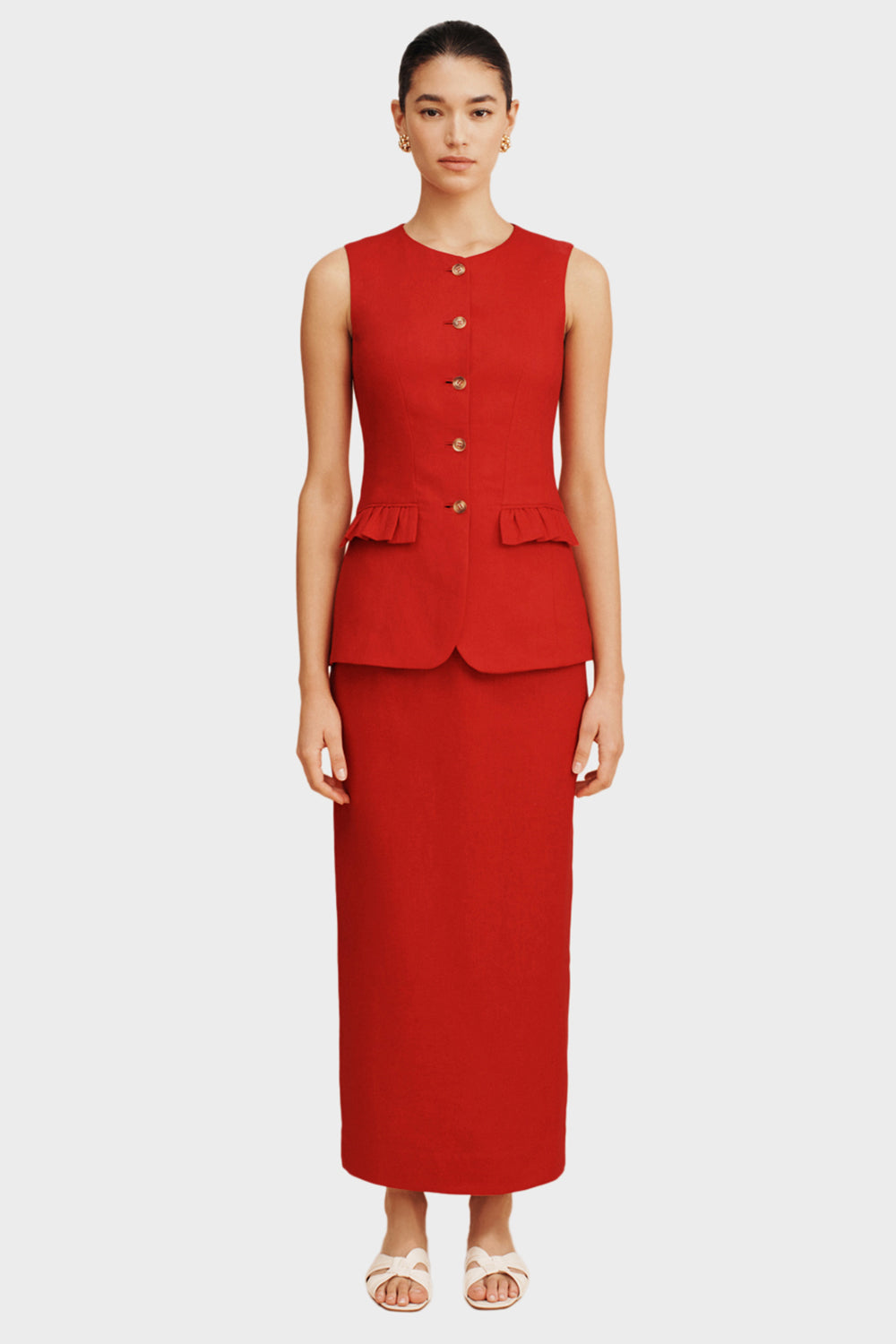 open lace back dress The Norma Pencil Dress in Black and Red main image 1