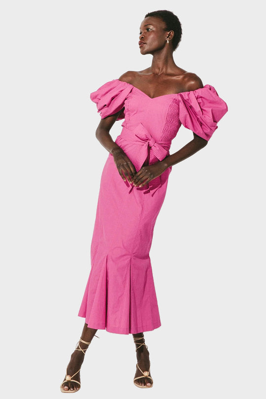 Malina Midi Dress - Bright Pink