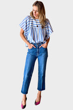 Load image into Gallery viewer, Basalie Top - Scallop Blue Stripe
