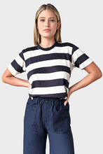 Load image into Gallery viewer, Essential Short Sleeve Crew - Wide Navy Stripe
