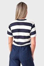 Load image into Gallery viewer, Essential Short Sleeve Crew - Wide Navy Stripe
