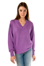 Load image into Gallery viewer, Cotton Linen V Neck Boxy Knit - Orchid

