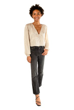 Load image into Gallery viewer, Smocked Tie Front L/S Top - Vanilla
