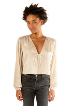 Load image into Gallery viewer, Smocked Tie Front L/S Top - Vanilla
