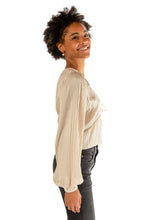 Load image into Gallery viewer, Smocked Tie Front L/S Top - Vanilla

