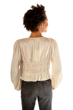 Load image into Gallery viewer, Smocked Tie Front L/S Top - Vanilla
