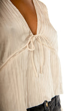 Load image into Gallery viewer, Smocked Tie Front L/S Top - Vanilla
