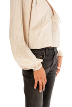 Load image into Gallery viewer, Smocked Tie Front L/S Top - Vanilla
