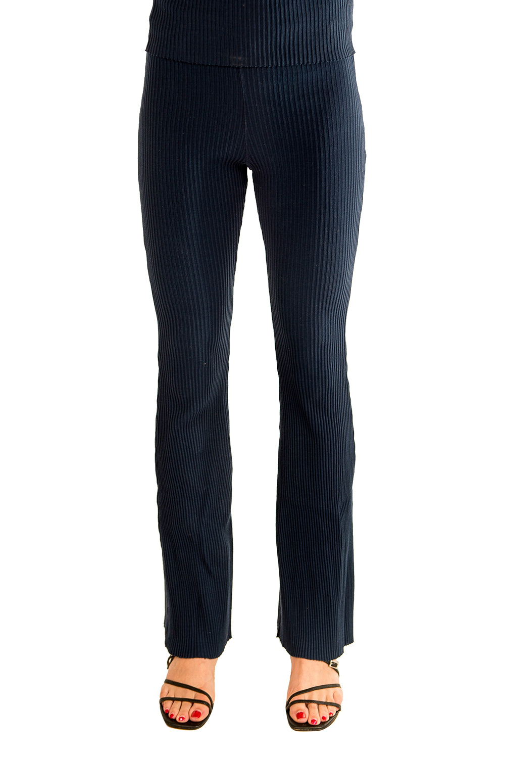 Drapey Rib Flared Tights - Prussian Blue