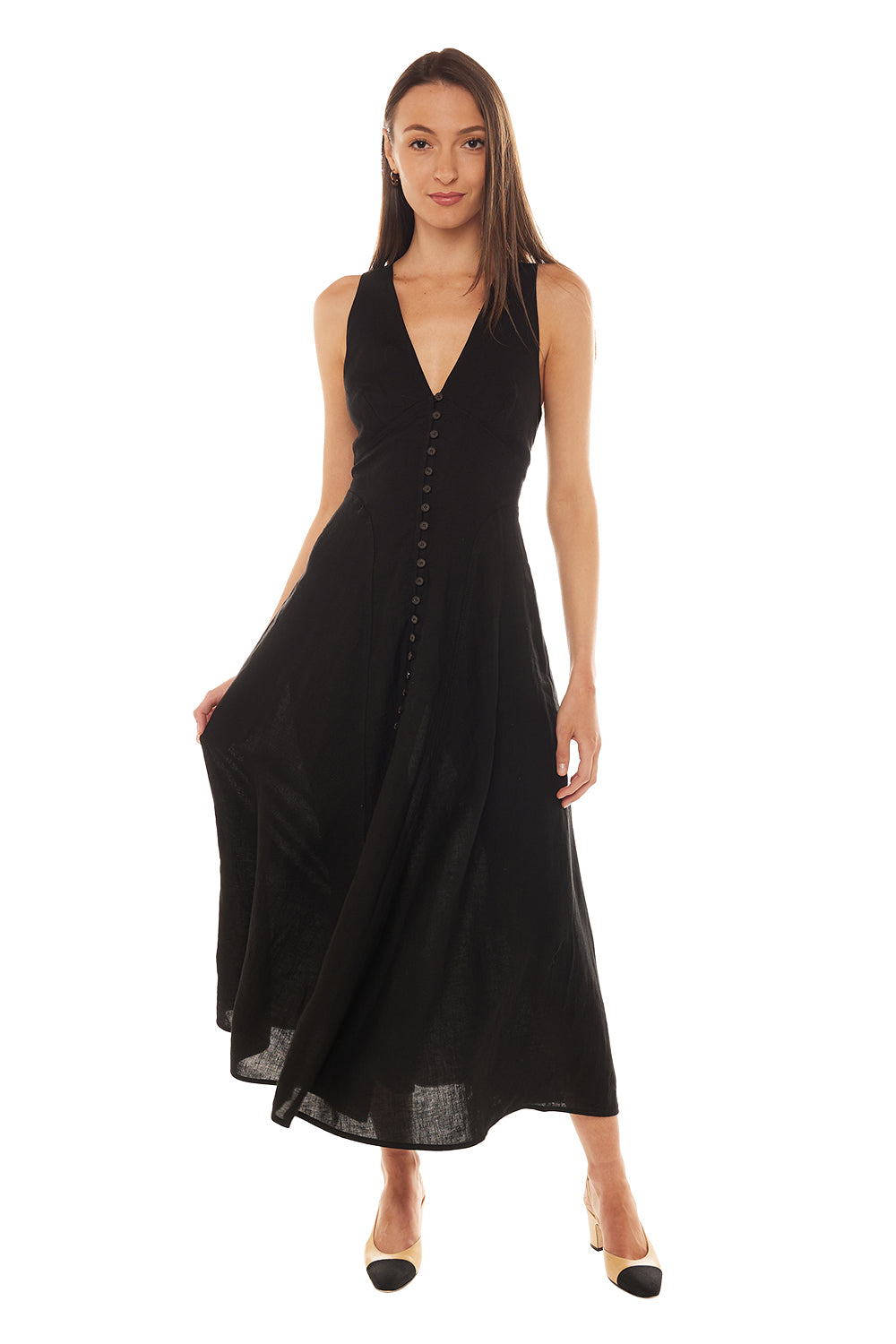 Rose Dress - Black Linen