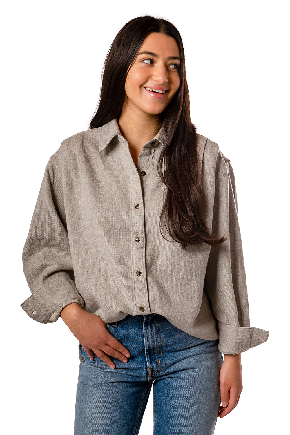 Jeana Shirt Jacket - Heather Grey Cotton
