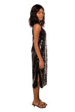 Load image into Gallery viewer, Edie Pailette Scoop Midi Dress - Black Sequin
