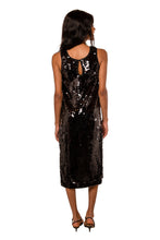 Load image into Gallery viewer, Edie Pailette Scoop Midi Dress - Black Sequin
