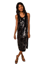 Load image into Gallery viewer, Edie Pailette Scoop Midi Dress - Black Sequin
