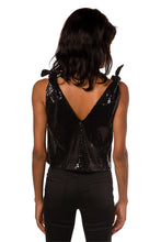 Load image into Gallery viewer, Mod Tie Shoulder Top - Black Sequin
