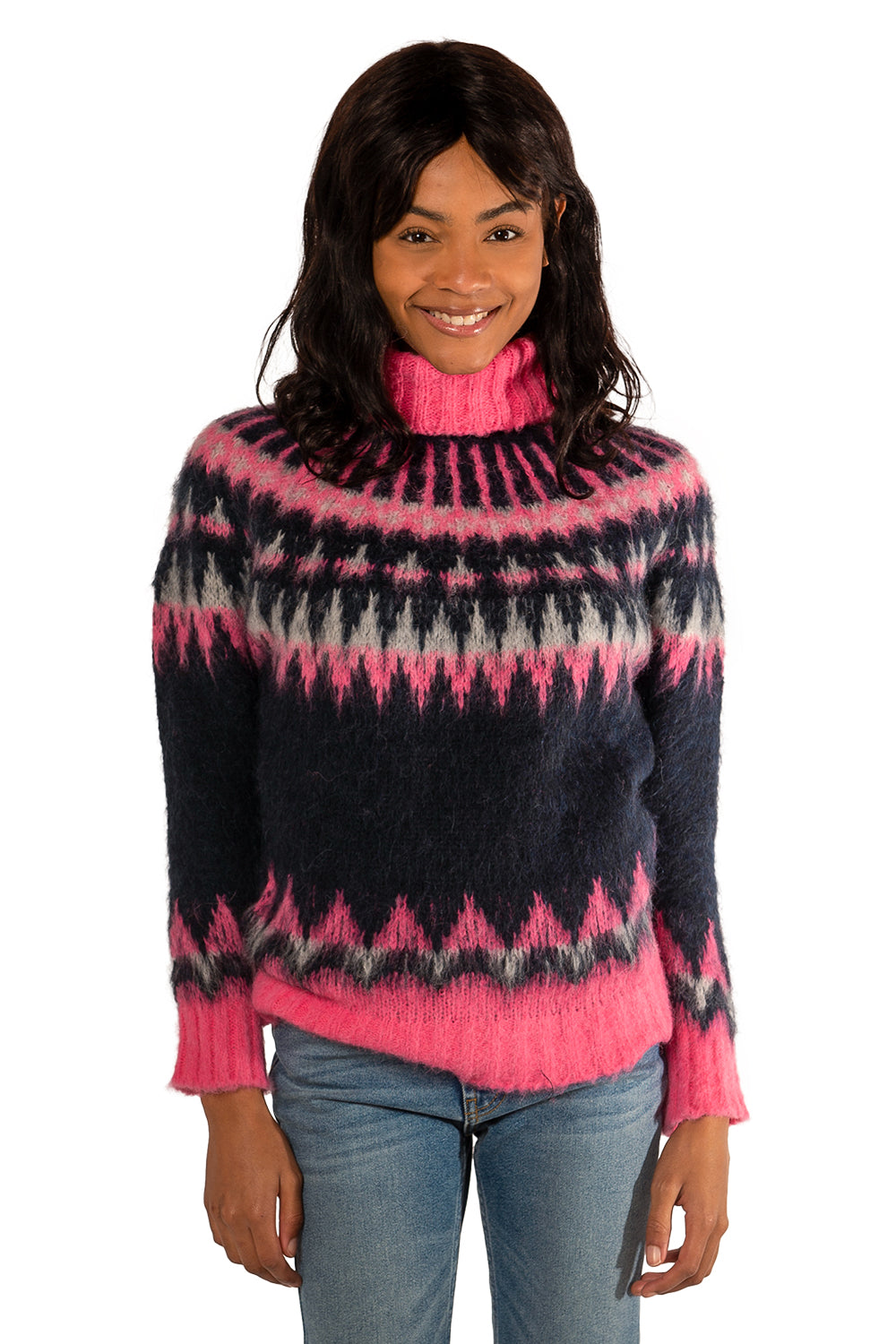 Fair Isle Turtleneck Sweater - Navy Combo