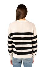 Load image into Gallery viewer, Lightweight Cashmere Striped Ribbed Henley - Black White
