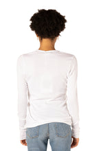 Load image into Gallery viewer, Rib Contrast Placket Long Sleeve T-Shirt - White

