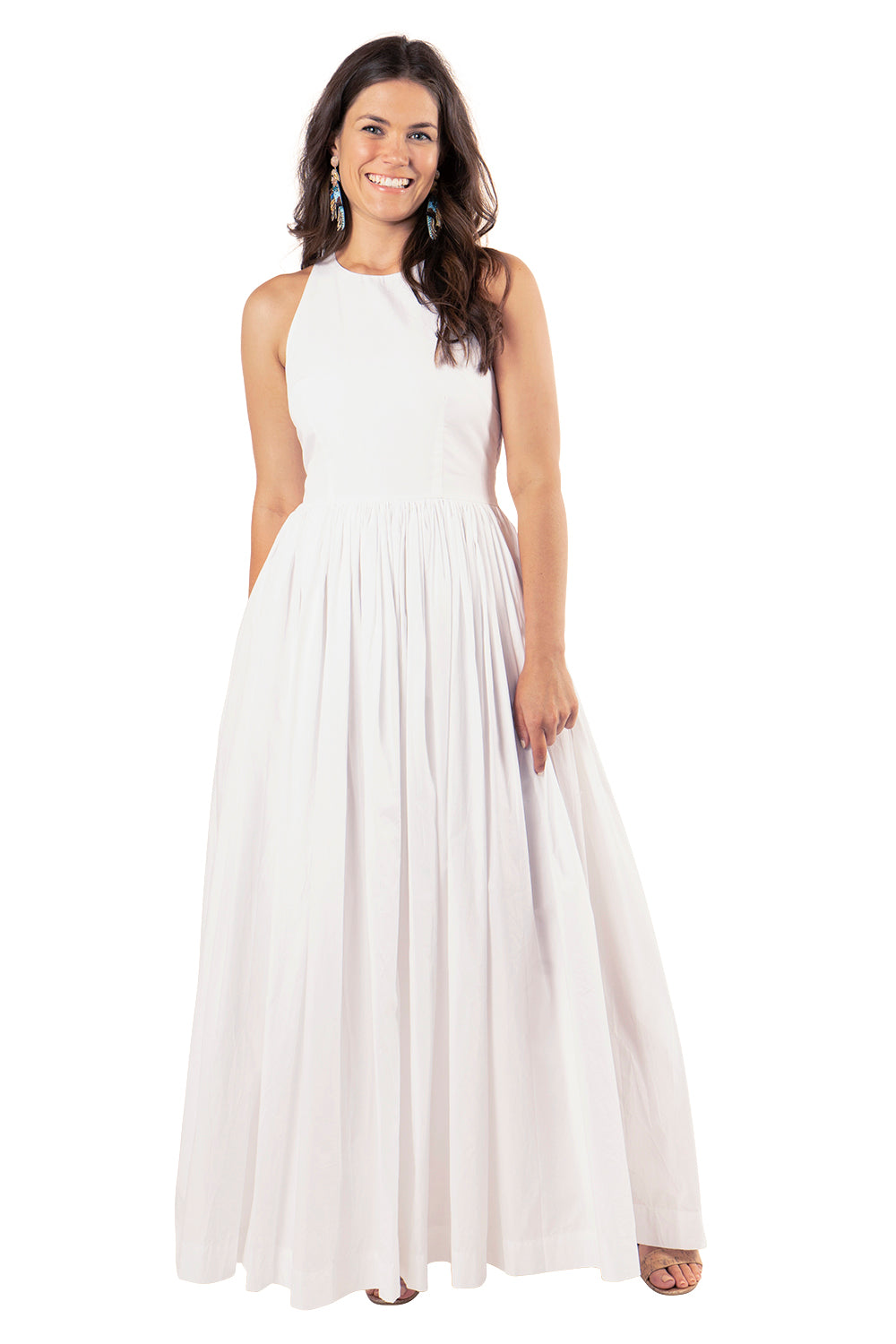 High Neck Maxi Dress - White