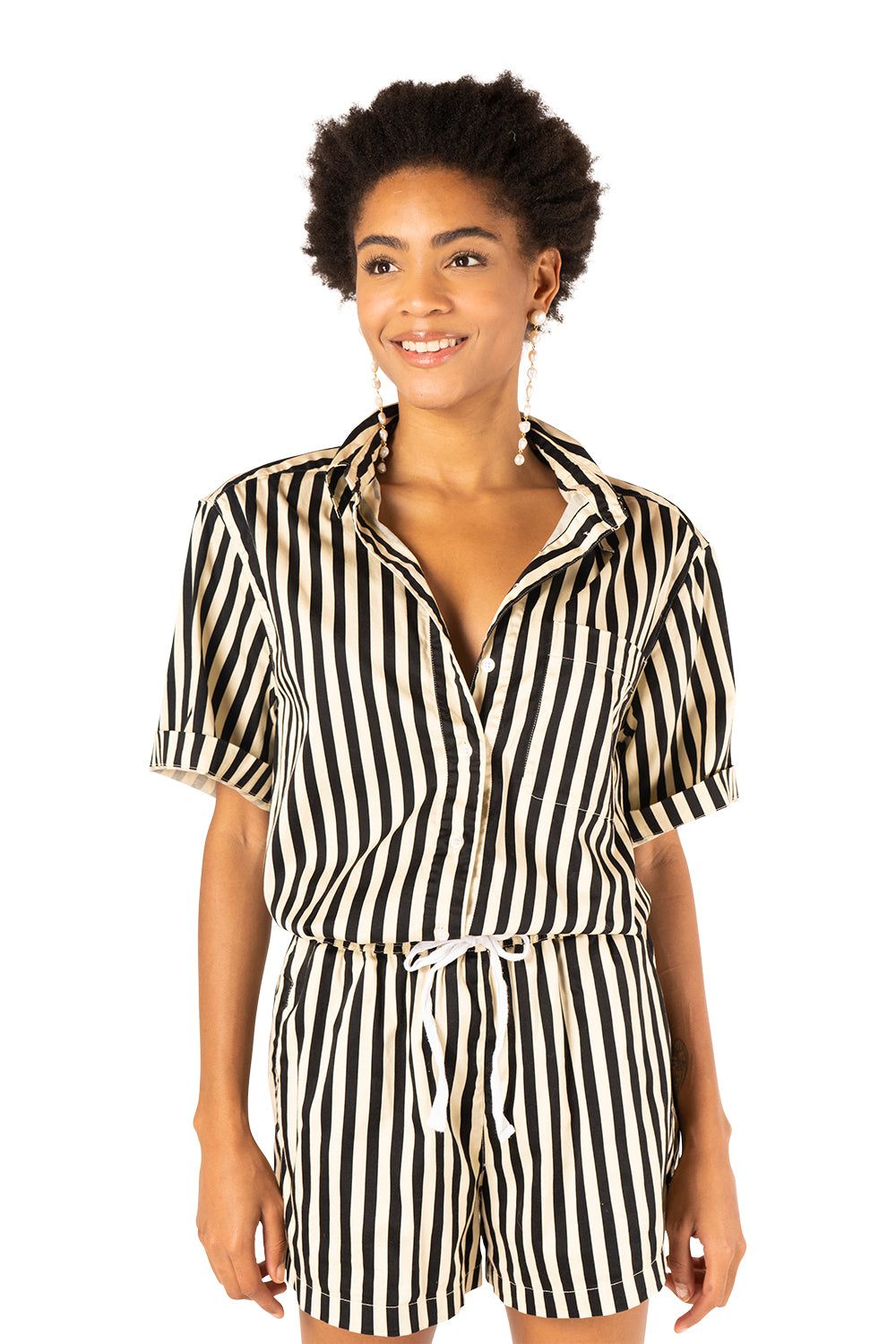 Striped Bobby Shirt - Black Cream