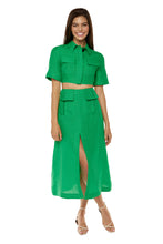 Load image into Gallery viewer, Cargo A-line Midi Skirt - Kelly Green
