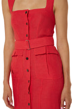 Load image into Gallery viewer, Apron Cargo Midi Dress - Red Linen
