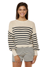 Load image into Gallery viewer, Lea Stripe Short - Ivory &amp; Navy Stripe
