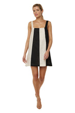 Load image into Gallery viewer, Colorblock Tank Mini Dress - Black &amp; Cream Stripe Linen
