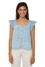 Load image into Gallery viewer, Laurent Stripe Flutter Top - Sunday Stripe Blues
