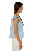 Load image into Gallery viewer, Laurent Stripe Flutter Top - Sunday Stripe Blues
